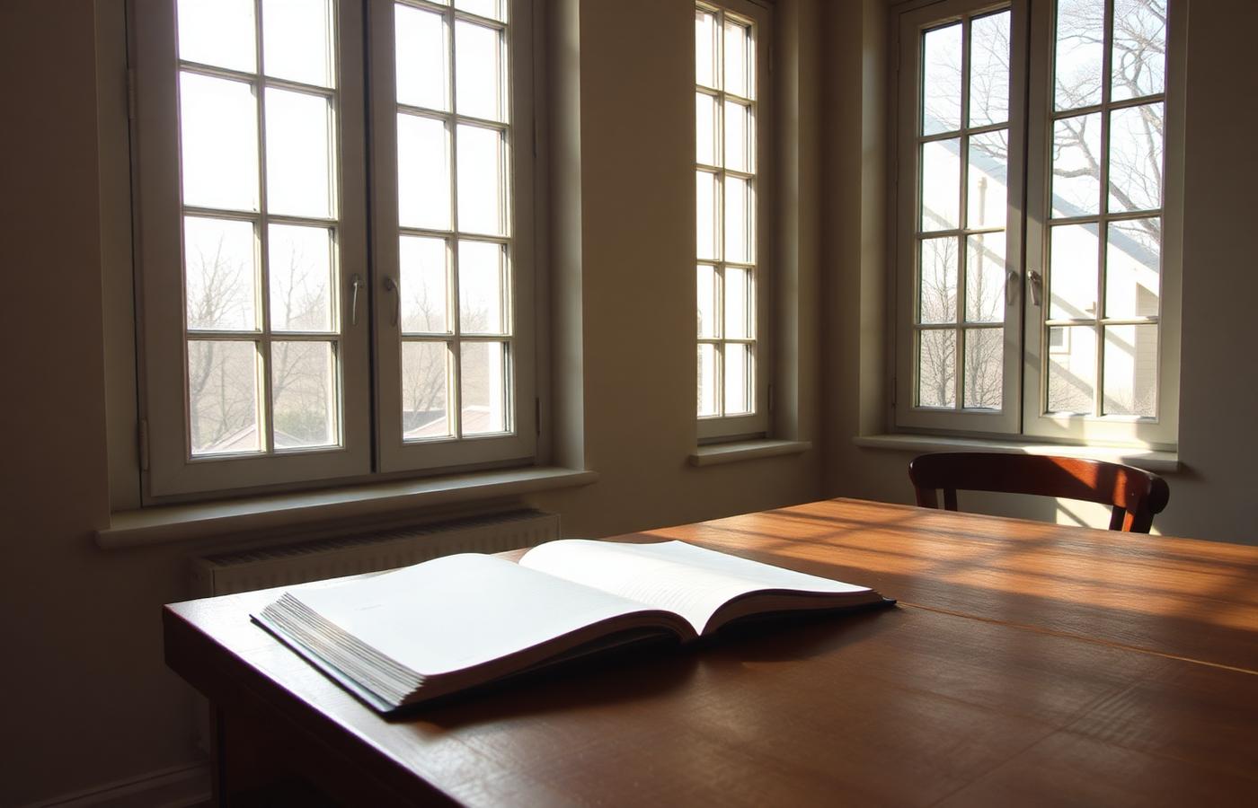 Open notebook in morning light